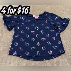 Little Girls Maddie & Michelle Unicorn Embroidered Top Sz 3T 4/$16